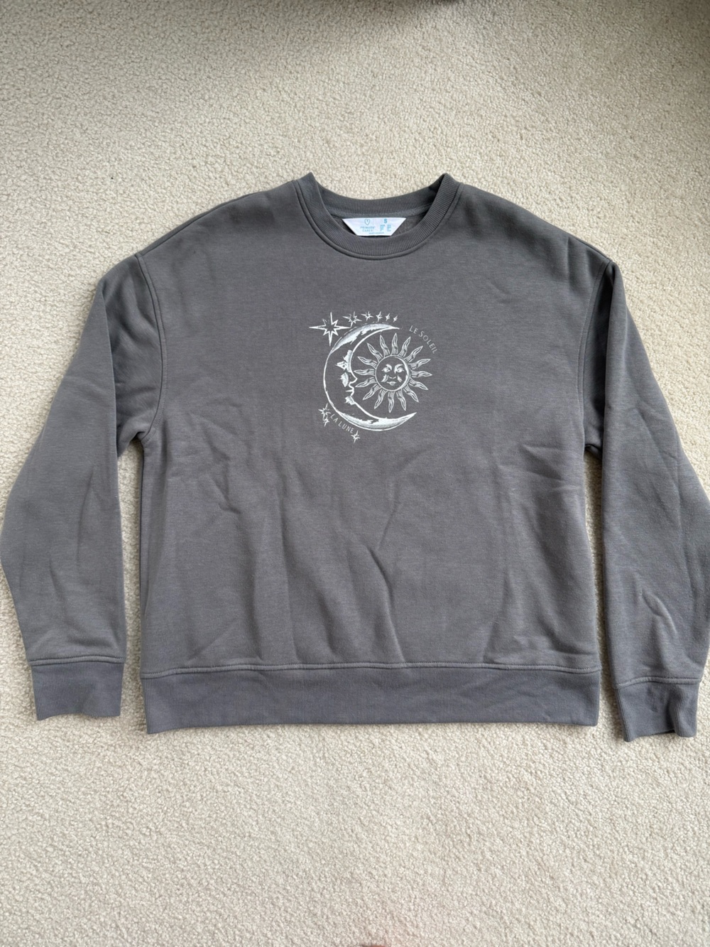 Primark Grey Graphic Sun & Moon Crewneck Sweater